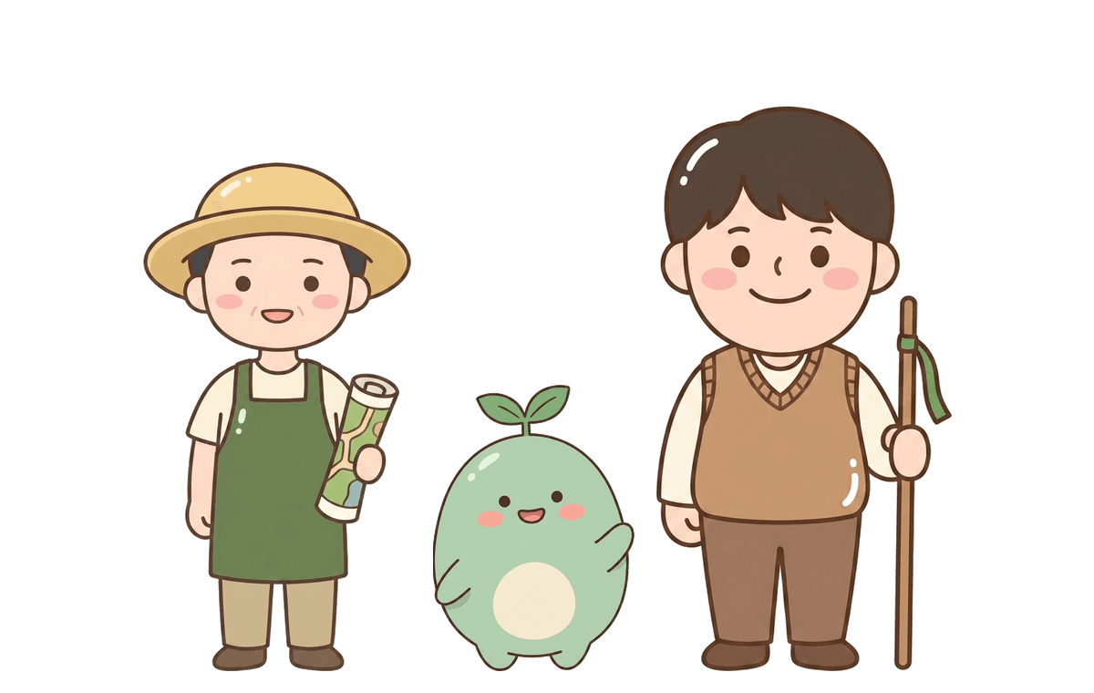 밭을 돌보는 호이와 버티쌤, 그 사이의 새싹이